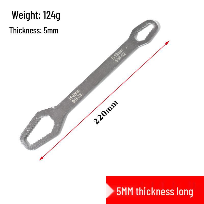 Plum Blossom Double-Ended Adjustable Wrench 8-22mm - Non-slip, Self-tightening, Multifunctional Open-end Tool for Household & Auto Repair
