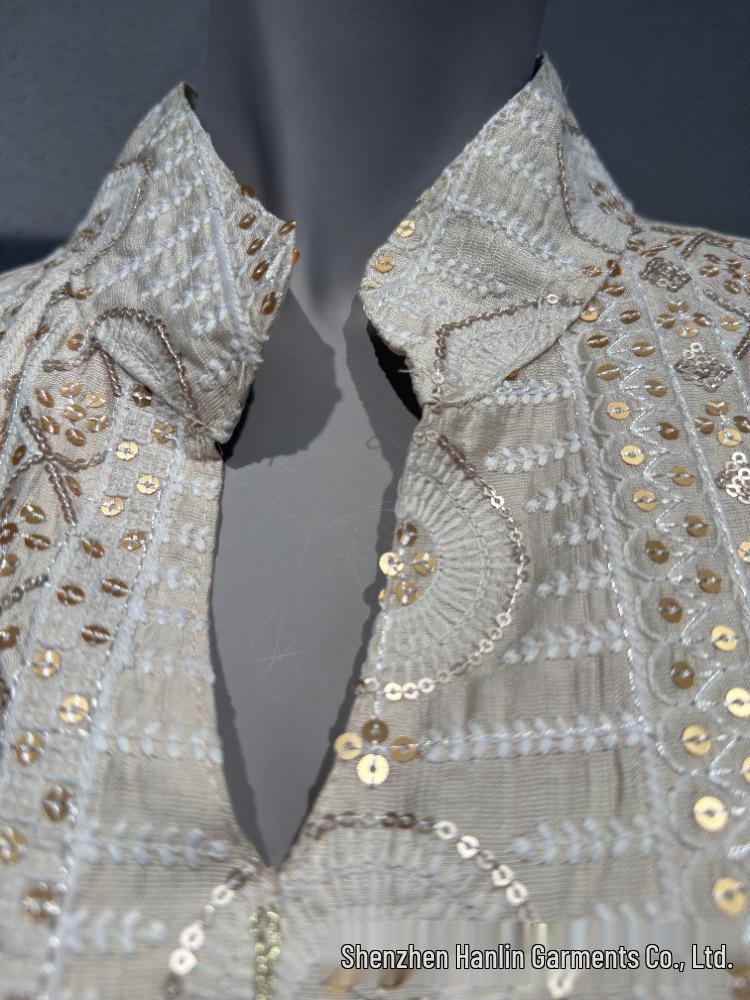 Elegante Abaya da Sera Ricamata con Paillettes L223 Mediorientale per Donne Musulmane