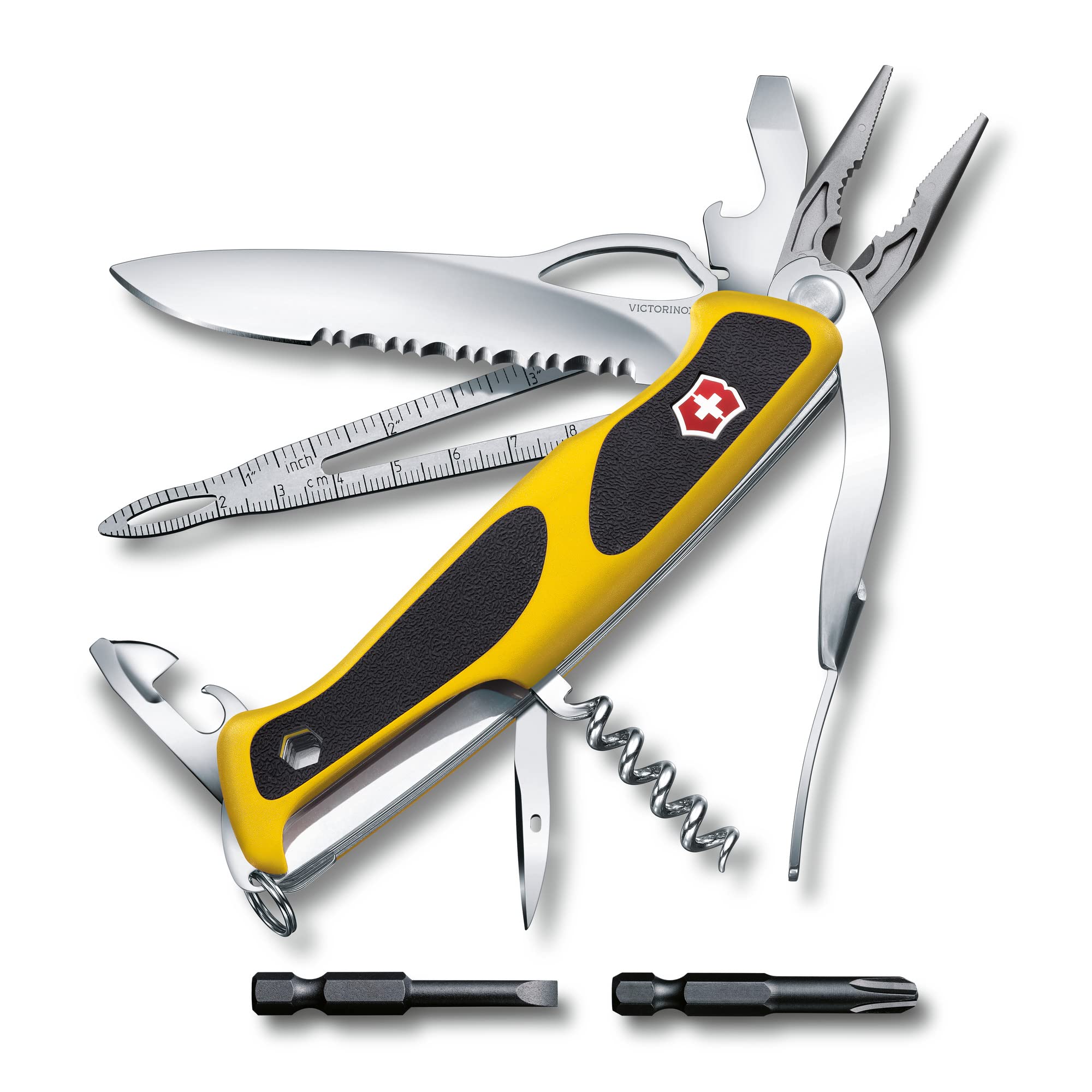 

VICTORINOX Ranger Grip Boatman MW YellowBlack Multi-function Knife Outdoor Bits Shackle Key Marlin Spike Included Swiss Made Multi-Tool with 22