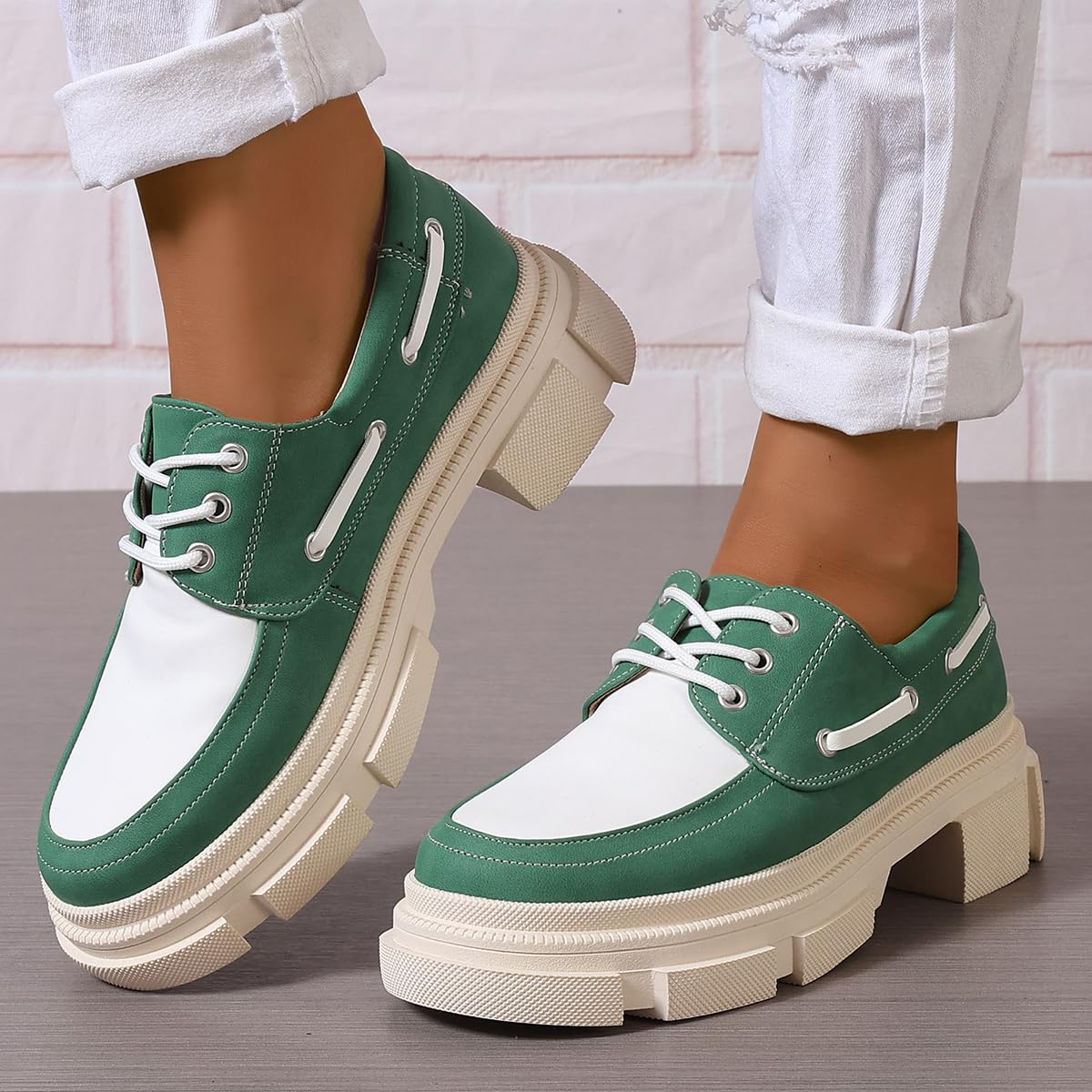Женские лоферы Массивные лоферы Скругленный носок Деловой повседневный обувь Туфли для платья Ходьба Рабочая обувь 43 зелёный 4060₽
