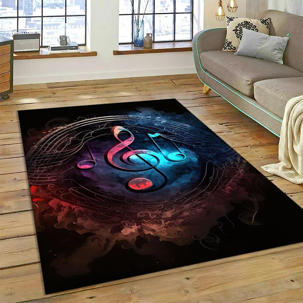 Retro Music Note Carpet for Bedroom  Vintage  Large 3D Printed Home Carpet Living Room Sofa Table Soft Non-Slip Floor Mat