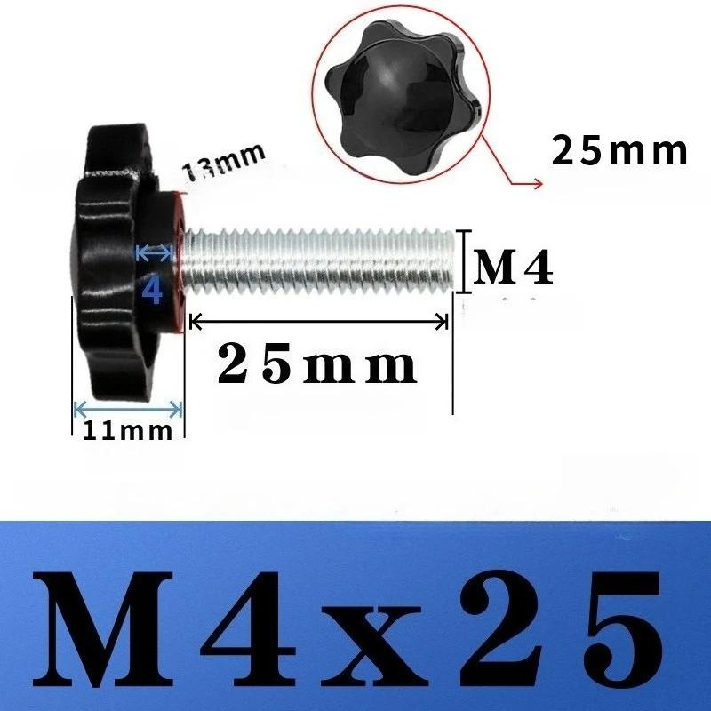 5pcs/set Star Shape Carbon Steel Handle Machine Screw Bolts Hand Knob Screws Bolt Head Thread Clamping Thumb