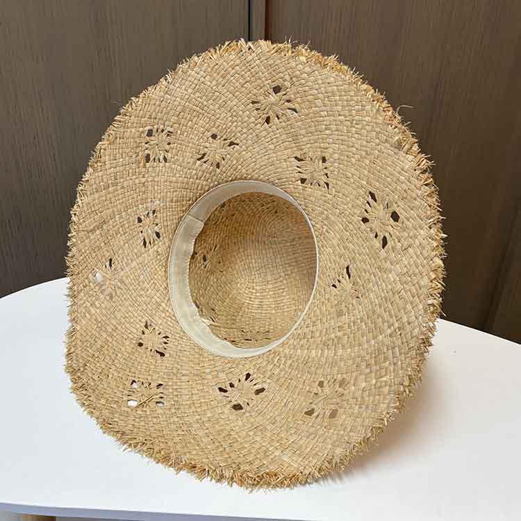 Ins Hollow Lafite Straw Hat Women's Summer Big Brim Sunshade Sunscreen Hat Seaside Resort Beach Photo Sun Hat