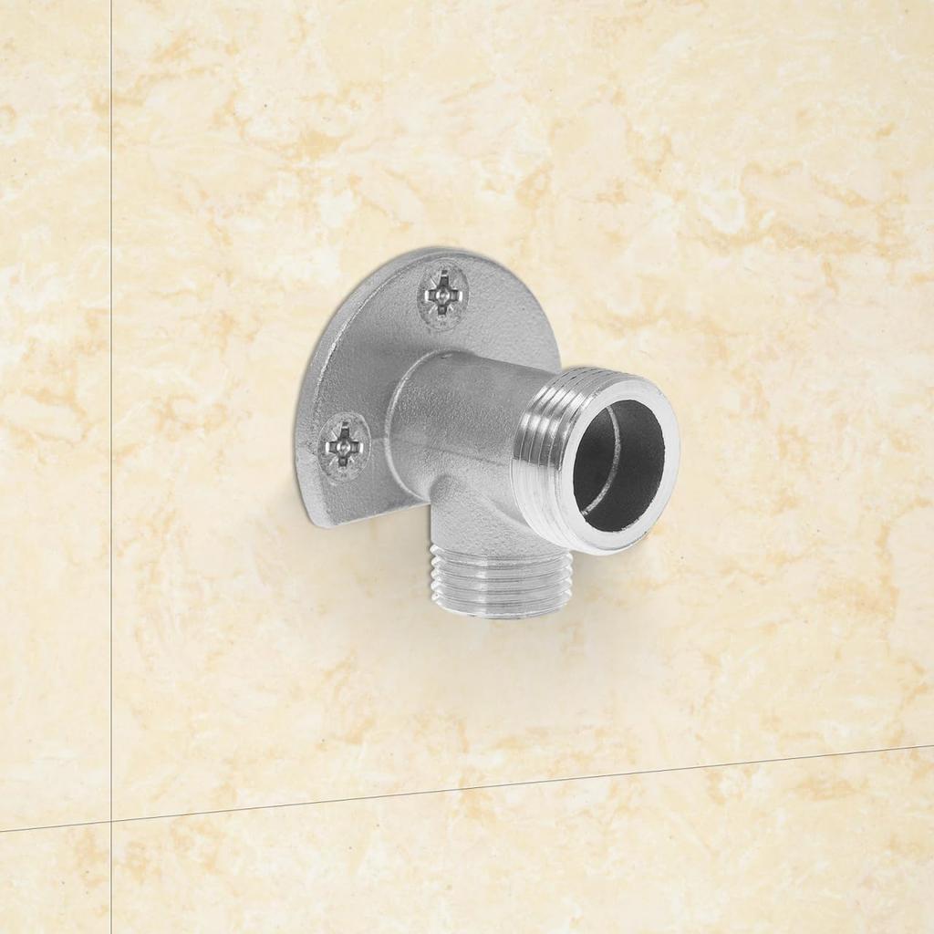 SUPVOX Wall Mount Shower Hose Connector, Stainless Steel Adapter for Bathroom Faucets, Diy Installation Kit for Exposed Shower Systems, Silver