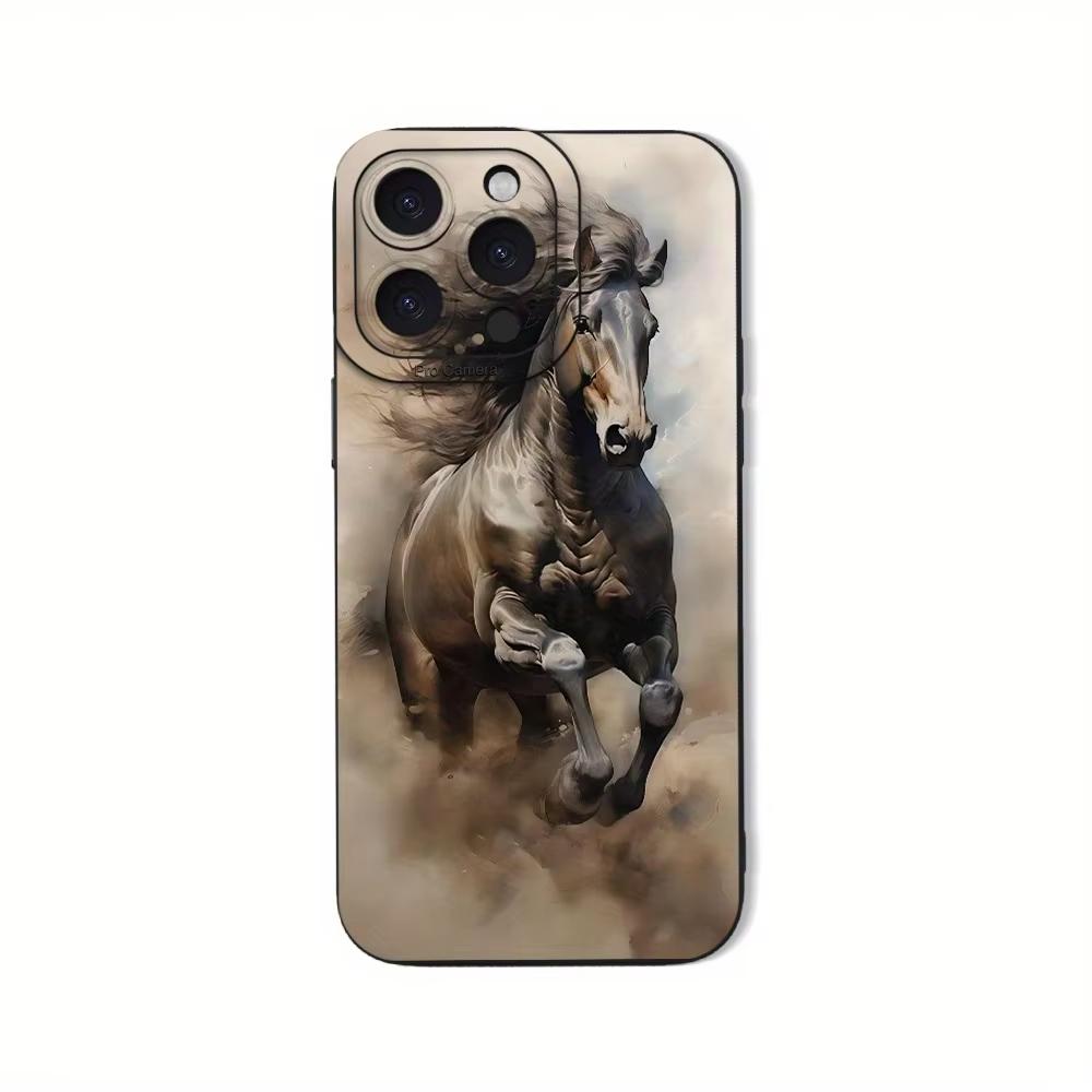 Creative design black horse pattern Phone Case For iPhone 17 Pro Max 16E 15 Pro 14 13 12 11 Mini AIR XS XR XS 8Plus  anti drop