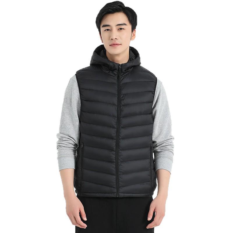 Men's Lightweight Down Vest - Sleeveless, Stand Collar, Short Style, Warm White Duck Down, Autumn/Winter Collection.