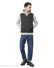 TAION Down Button Inner Down Men's V-Neck Vest, TAION-001 (Navy, L)