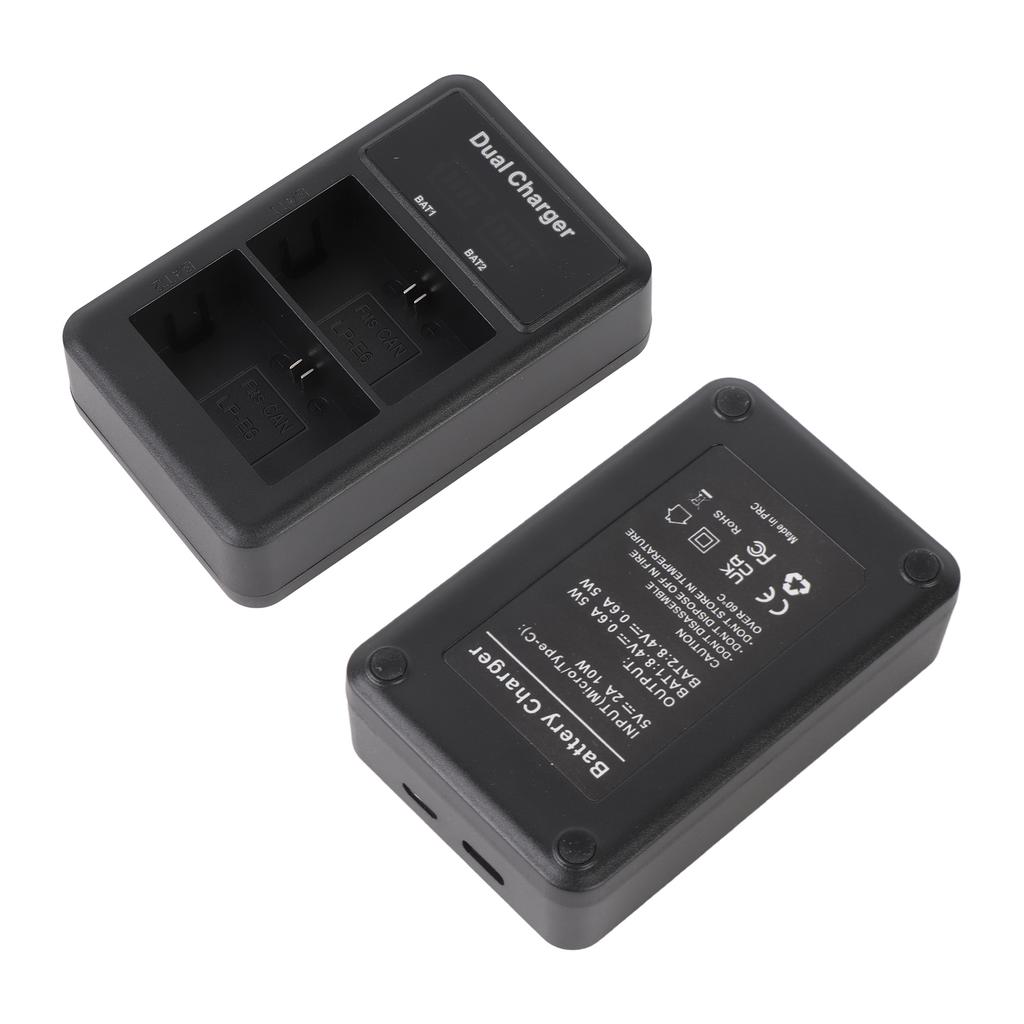 LP E6 E6N Battery and Charger Kit 2pcs 7.4V 2650mAh Battery with 1pc LED2 LPE6 Dual Channel Camera Battery Charger USB