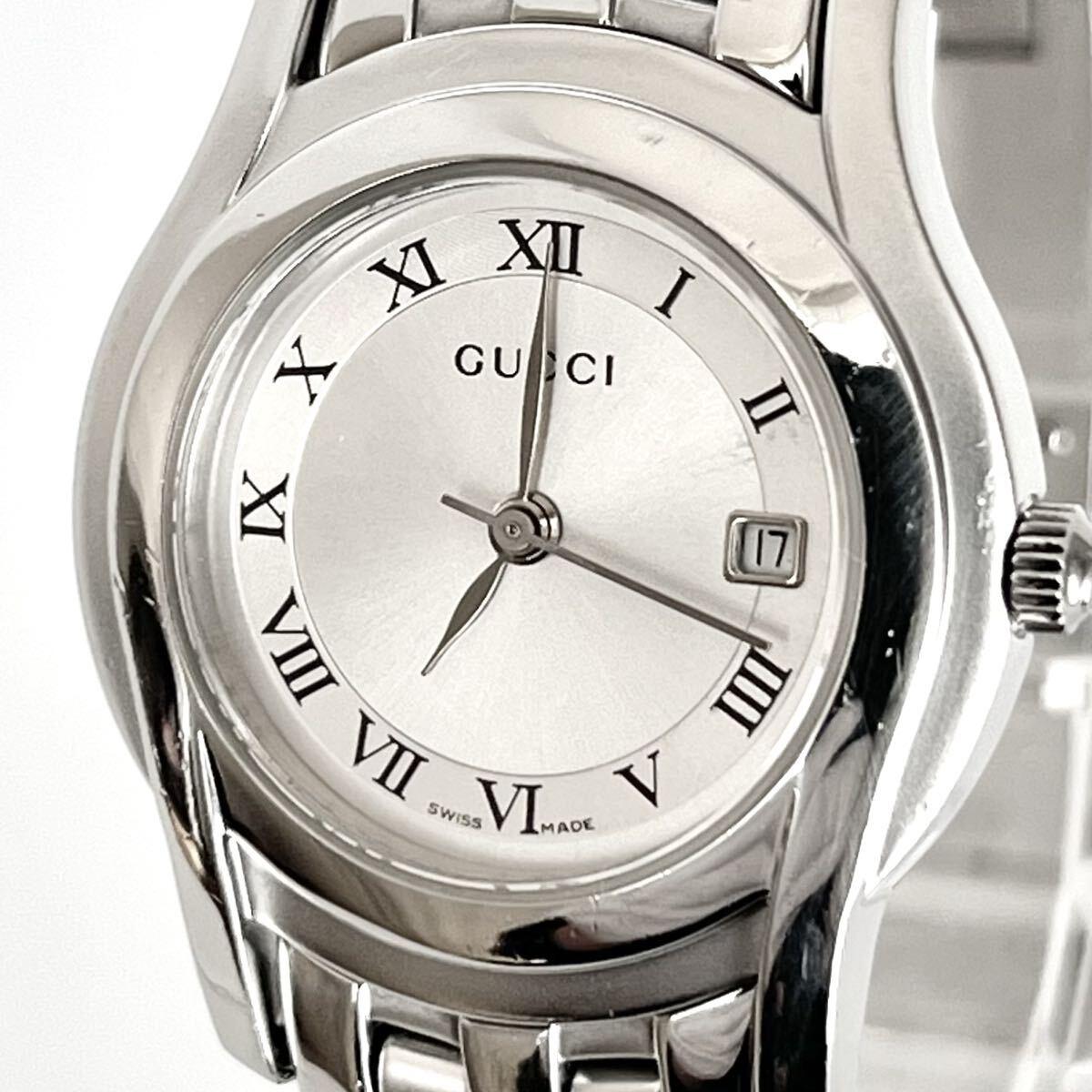 Used [In operation] Polished GUCCI 5500L women s watch, in good condition, new battery, silver dial s2287