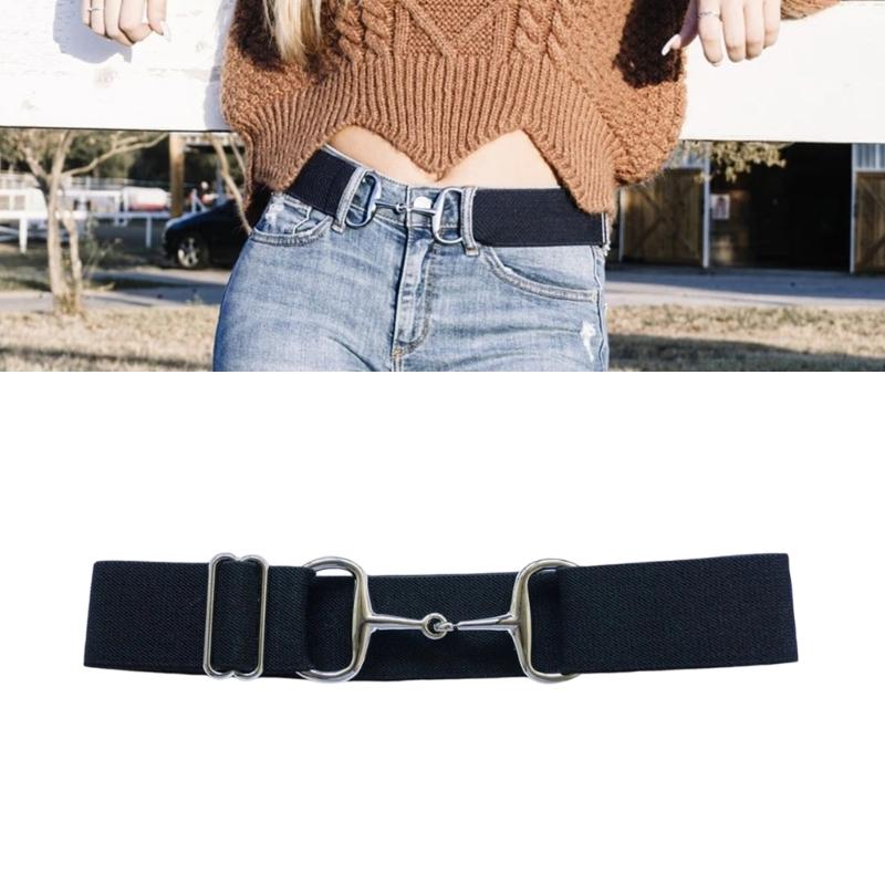 Adjustable Elastic Equestrian Belt Waistband 105cm Long Waist Cincher with Metal Clasp for Enthusiasts