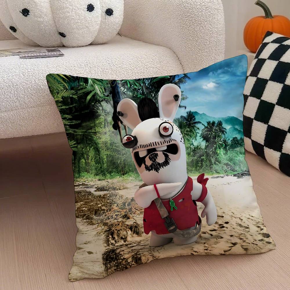Аниме R-raving Rabbids Наволочка Противопылевой Клещ Невидимая Молния Шелковистый Короткий Плюш Чехол на Подушку Дивана 12x12Inch