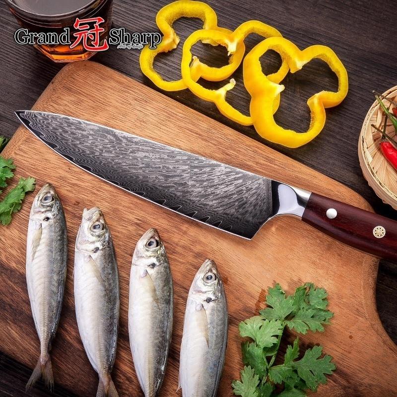 7.5'' Damascus Kitchen Knife 67 Layers VG10 Japanese Damascus Knives High Carbon Kitchen Chef Knife