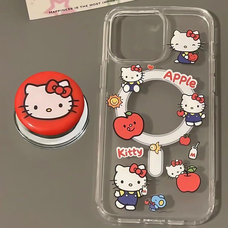 Magnetic Shake Kitty Holder Hello Kitty Case For Samsung Galaxy S26 Ultra S25 S24 S23 S22 Ultra Plus FE Flip 7 6 5G Phone Cover