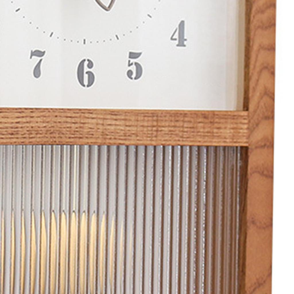 Japanese Retro Wall Clock Walnut Wood Glass Small Decorative Rectangular Wall Clock with Pendulum for Home Living Room