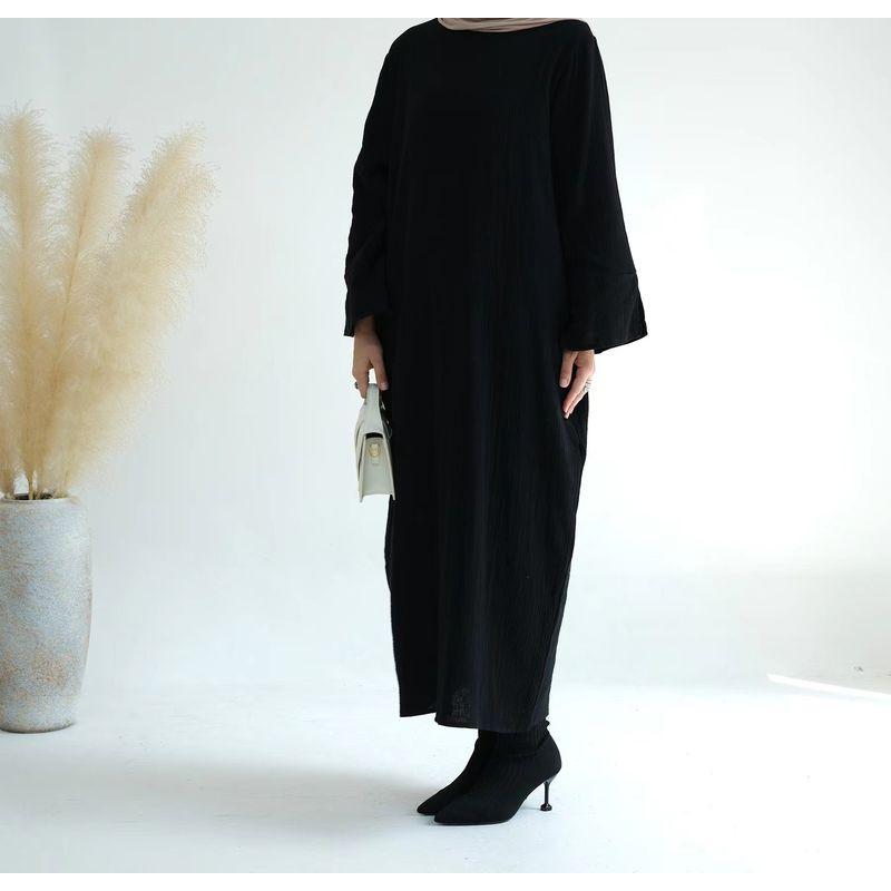Middle East Dubai New Arrival Loose round Neck Pure Color Dress Solid Color Loose Fitting Dres