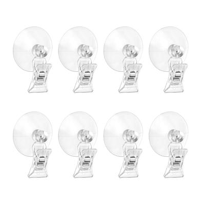 Multipurpose Pack of 8 Suction Cup Hooks with Clips for Home Bathroom Window Display Clear Designs Clip Holders