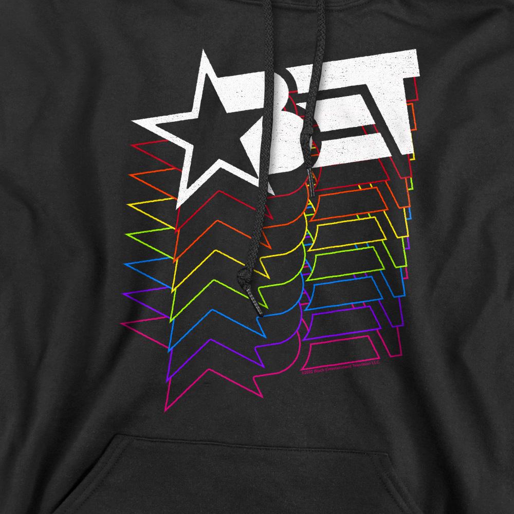 BET Herren Kapuzenpullover mit kaskadierendem Regenbogen-Logo