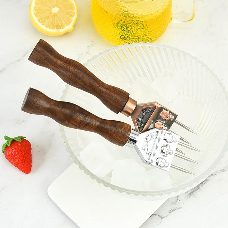 Ice Picks Ice Crushers Stainless Steel with Safety Wooden Handle Kitchen Gadgets for Restaurant Picnics Camping Home Use