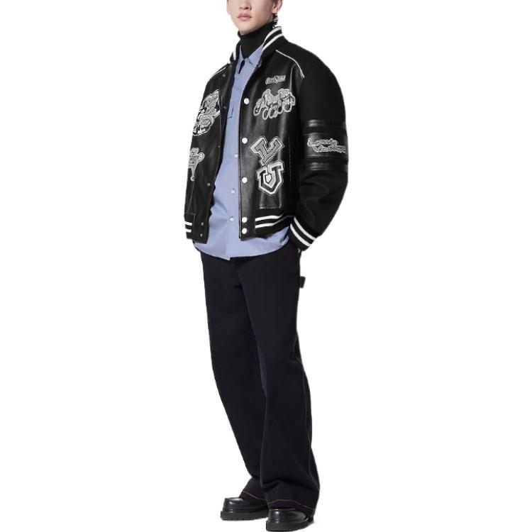LOUIS VUITTON Pre Owned 2023 Applique detail Varsity Bomber Jacket 1AAUYZ