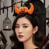 Elastic Pumpkin Headband Plush Halloween Head Hoop Spooky Headwear  Theme Party