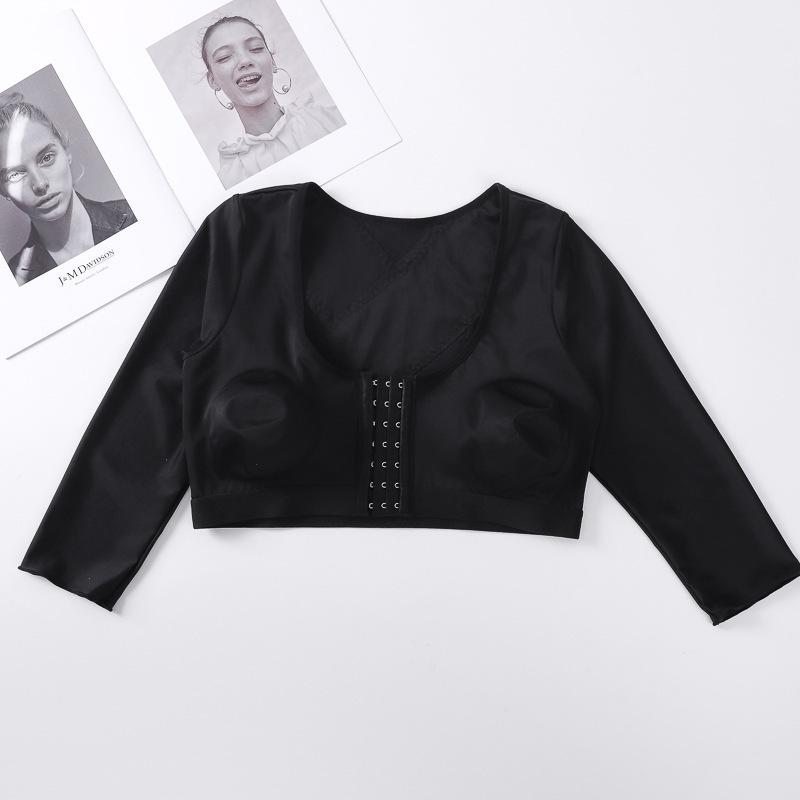 

Европейско-американский бюстгальтер для йоги и спорта с застежкой спереди, без косточек, антивибрационный, регулируемый, рукав три четверти S чёрный