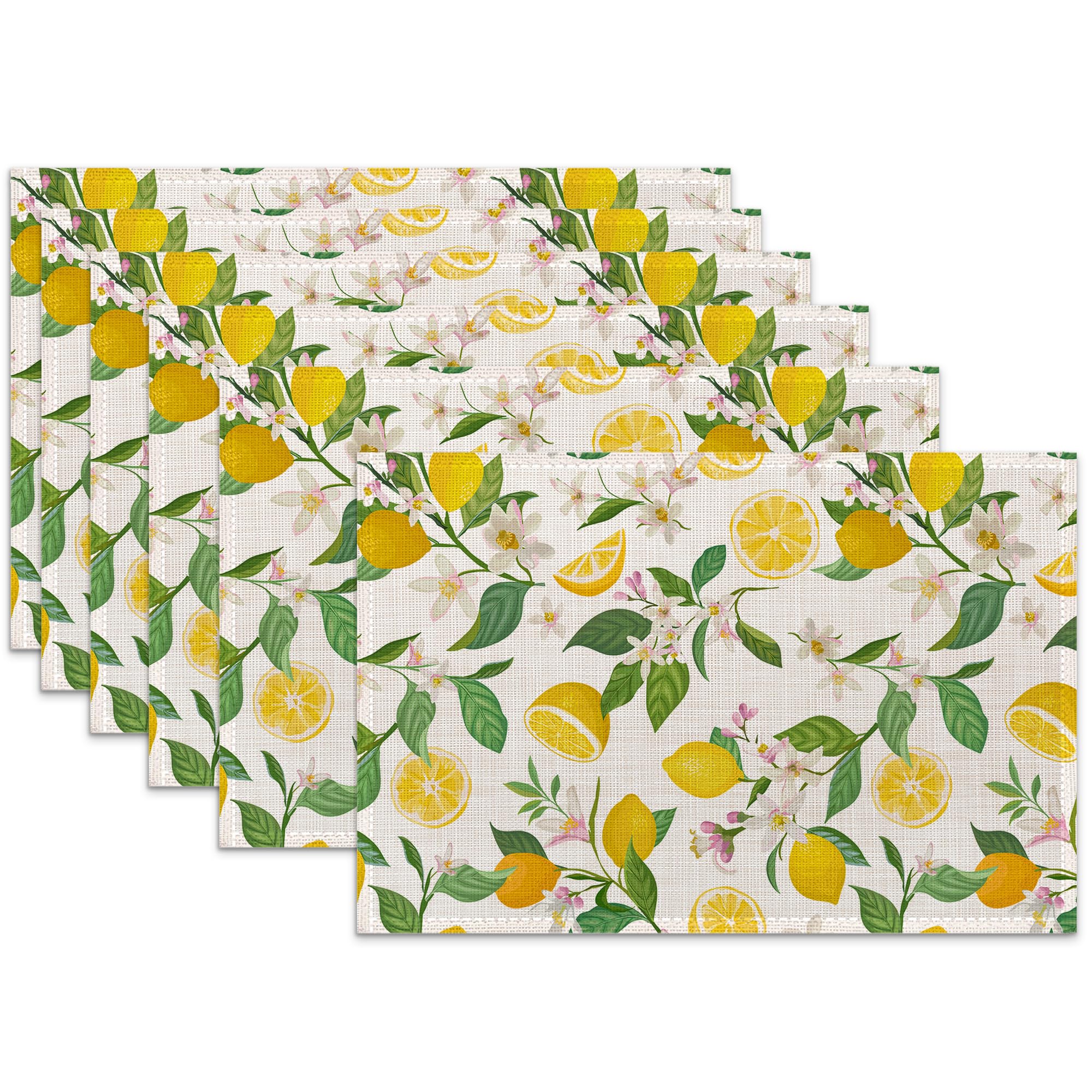 

Blue Gold Marble Placemats Set of 6,Abstract Heat Resistant Table Mats Washable Place Mats 6PCS