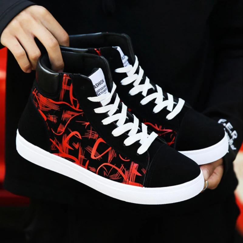 Wysokie trampki płócienne dla mężczyzn modne sneakersy na platformie wiosna jesień męskie casualowe buty wulkanizowane student tenis masculino