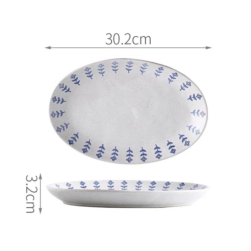 Japanese Style Ceramic Plate Retro Restaurant Dessert Salad Bowls Delicious Dishes Dining Plates Exquisite Home Tableware