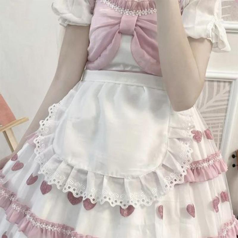 Grembiule con vita arricciata per donna Grembiule a metà Grembiule da cameriera Costume Grembiule da vita per cucina Grembiule con vita arricciata Costume Cosplay da cameriera