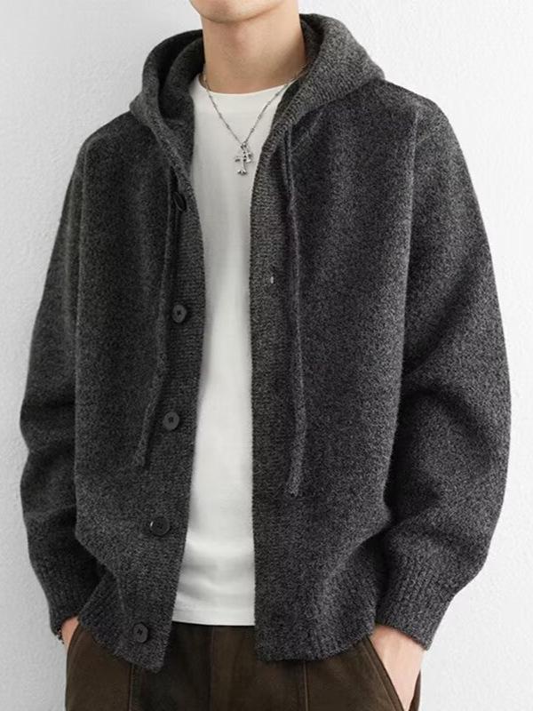 Unisex Hooded Knit Cardigan: Soft, Loose, Korean Style for Autumn/Winter, High-End Feel