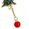 Cute Xmas Theme Earrings 1 Pair Christmas Tree for Women, Colorful Rhinestone Shaped Gold Tone Enamel with Red Bead Charm, Winter Holiday Jewelry