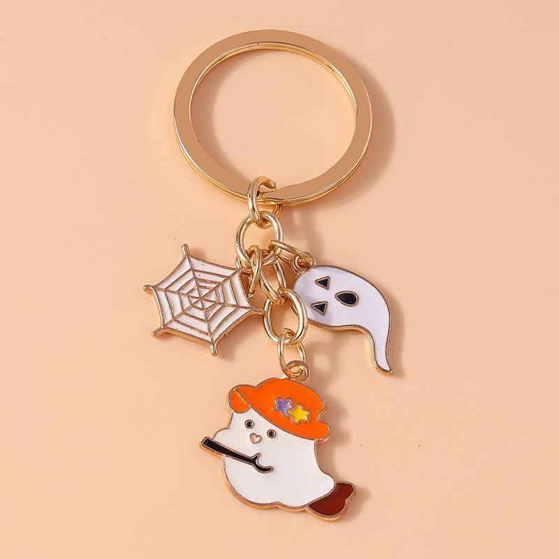 New Enamel Halloween Pumpkin Keychain Bat Ghost Key Rings Pendants for Car Key Holder Handbag Decor DIY Handmade Jewelry Gifts
