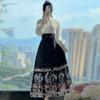 Chinese Ming Dynasty Style Hanfu Women's Stand Collar Daily Print horse-face  Skirt