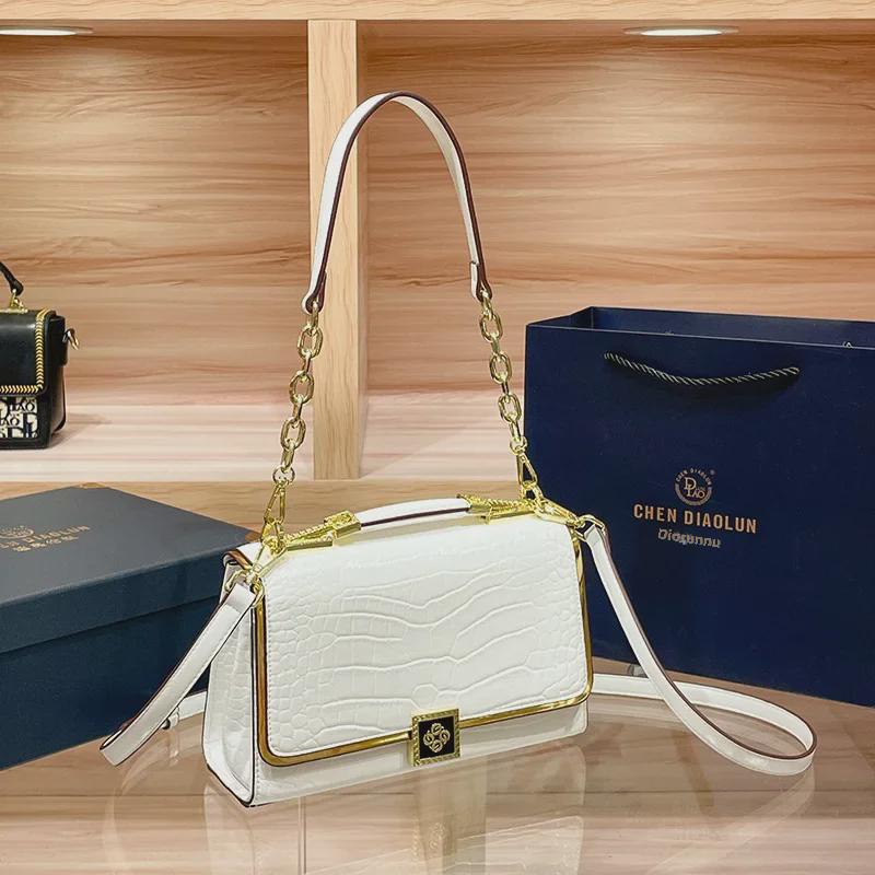 2024 Summer Women's Handmade Genuine Leather Crossbody & Shoulder Bag - Light Luxury, High-End Commuter Style