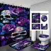 TikTok Halloween Badkamer 4-delige Set: Waterdicht Polyester Douchegordijn en Nat/Droog Afscheiding