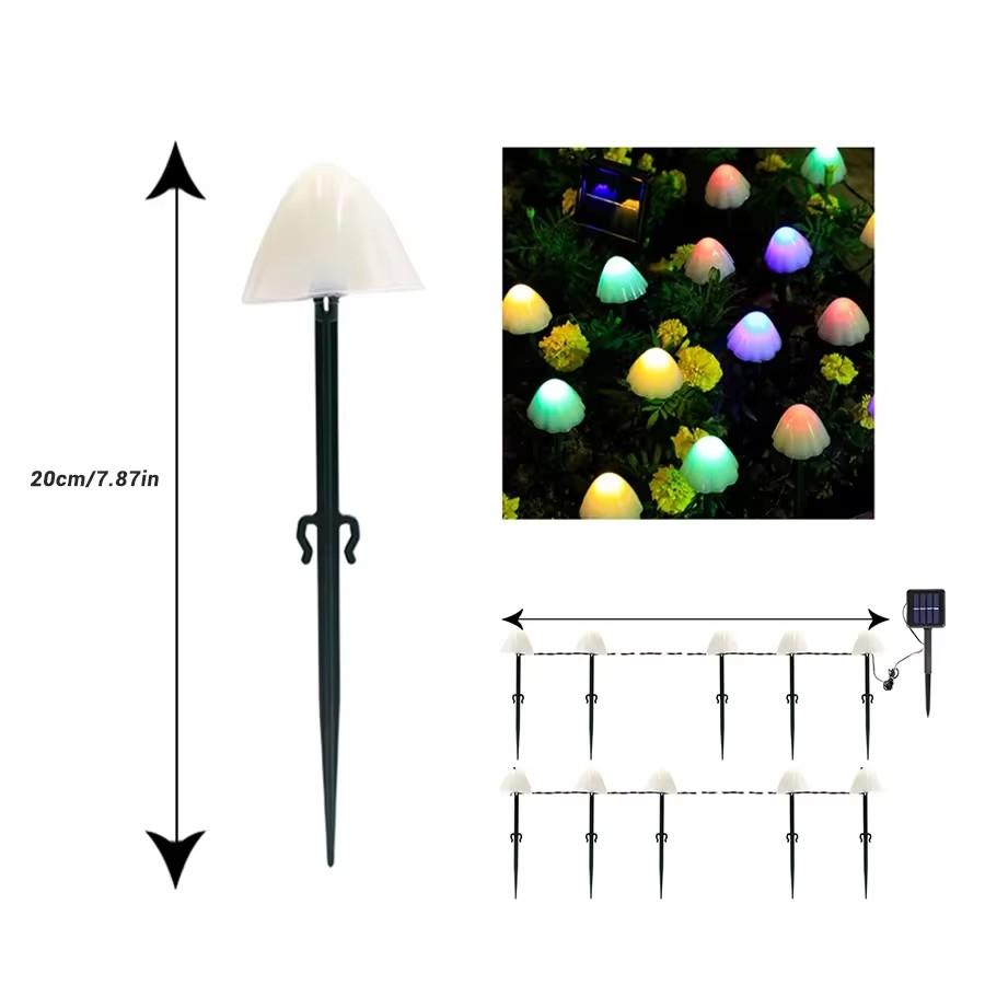 

Солнечные милые грибные светильники с 8 режимами светодиодных гирлянд, водонепроницаемые уличные светильники для газона, лампа для украшения сада 3.5M 10LED