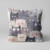 Vikama Grey Cat Cushion Cover Cartoon Cute Print Sofa Pillow Case For Living Room Car Bedroom Pet Lovers Home Decor