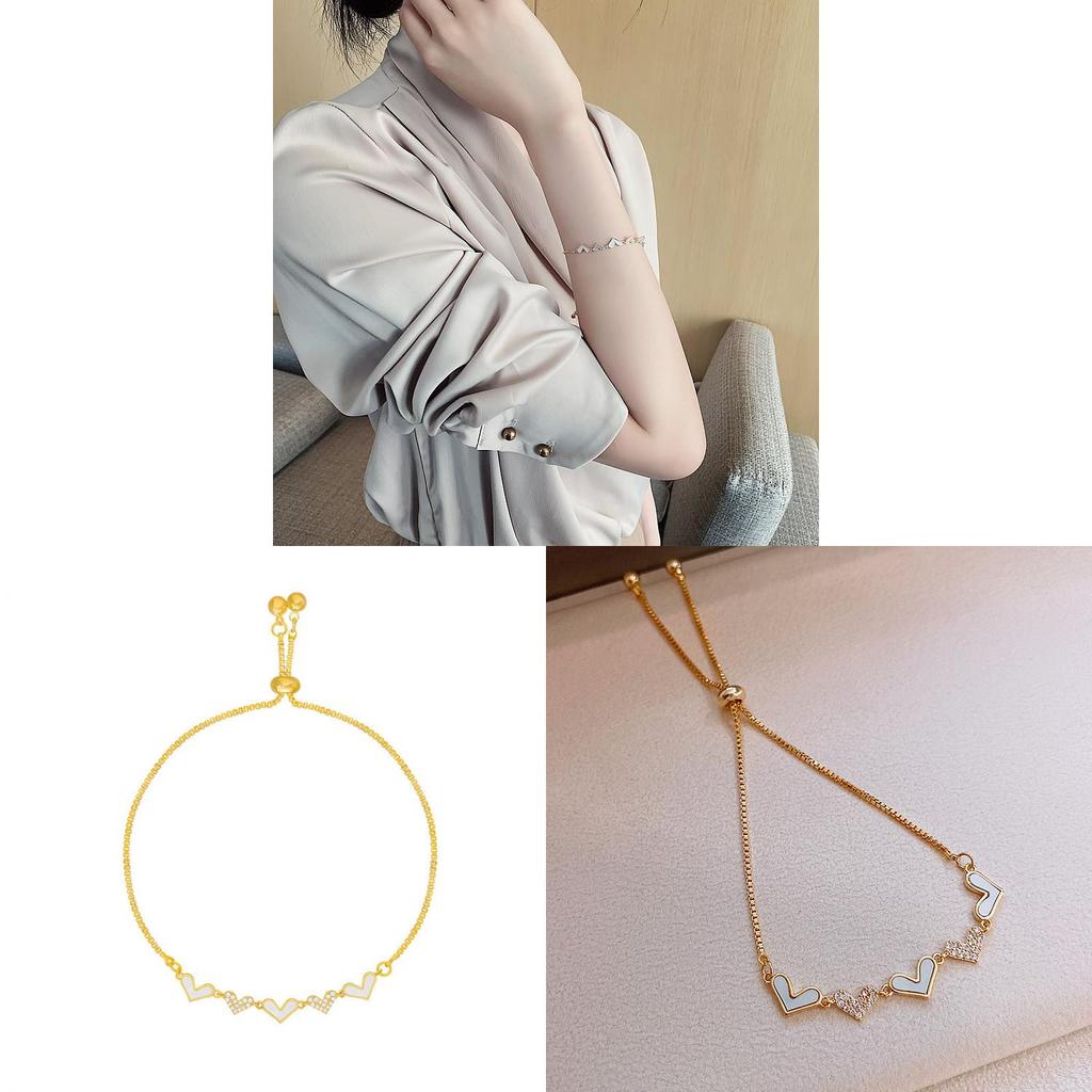 Koreanischer Stil Herz-Charms-Armband mit Zirkon-Verzierung für stilvolle Frauen
