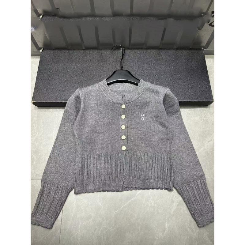 Miu Style 2026 Spring Embroidered Knit Cardigan: Age-Reducing, Versatile Long Sleeve with Hollow Hem