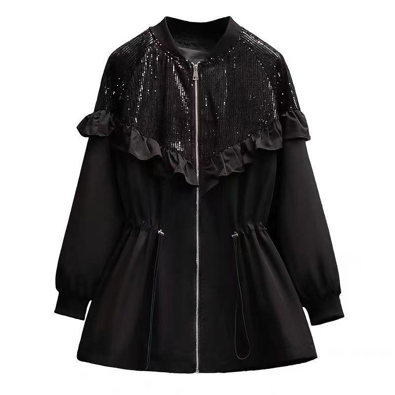 2025 Spring Trendy Waist-Hugging Sequin Jacket - Korean Fashion Inspired Hong Kong Style