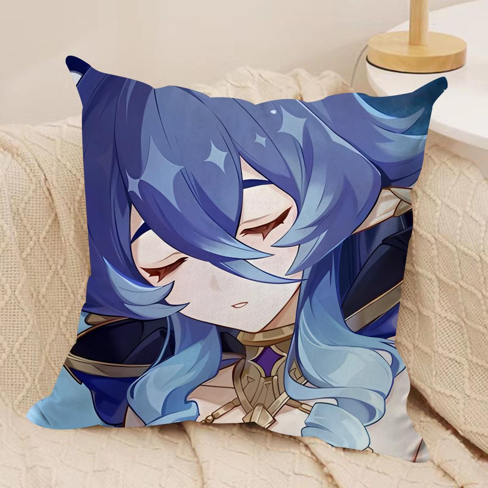 Layla genshin impact cute Cushion Cover Silky Short Plush Invisible Zipper Dustproof Sofa Pillow Case for Home Decor