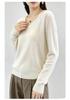 Women's 100% Pure Wool V-Neck Loose Knit Sweater - Solid Color Autumn/Winter Basic Layer