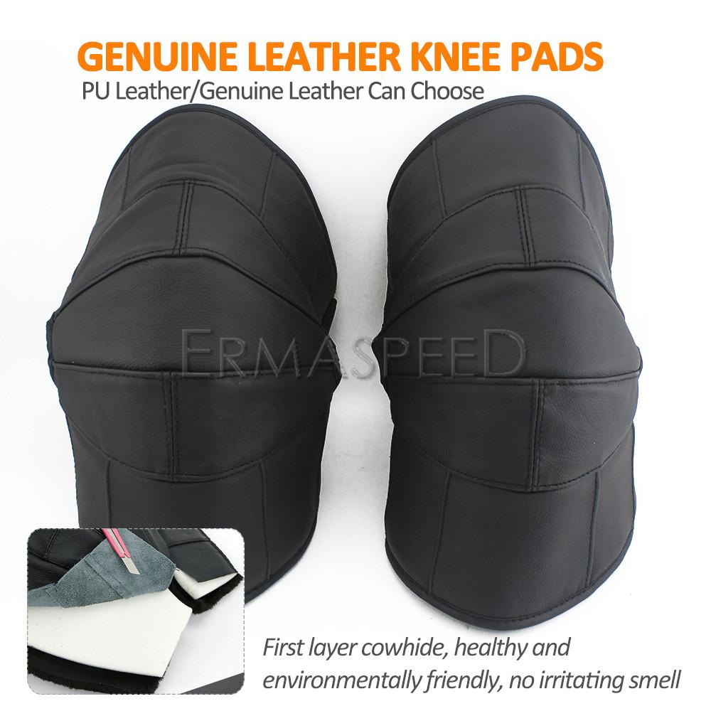 Winter Motorcycle Knee Pads Genuine Leather Windproof Thermal Knee Protective Guard Snowboard Motorbike Riding Protective