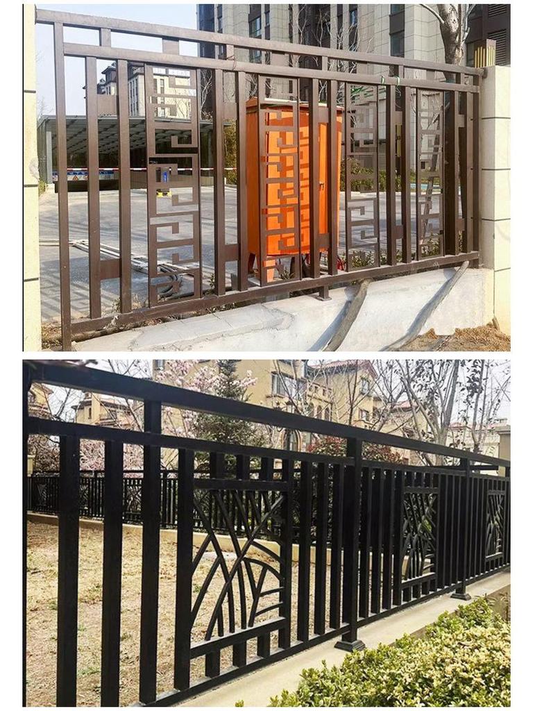 Wrought Iron and Zinc Steel Outdoor Courtyard Protective Fence and Gate Railing.