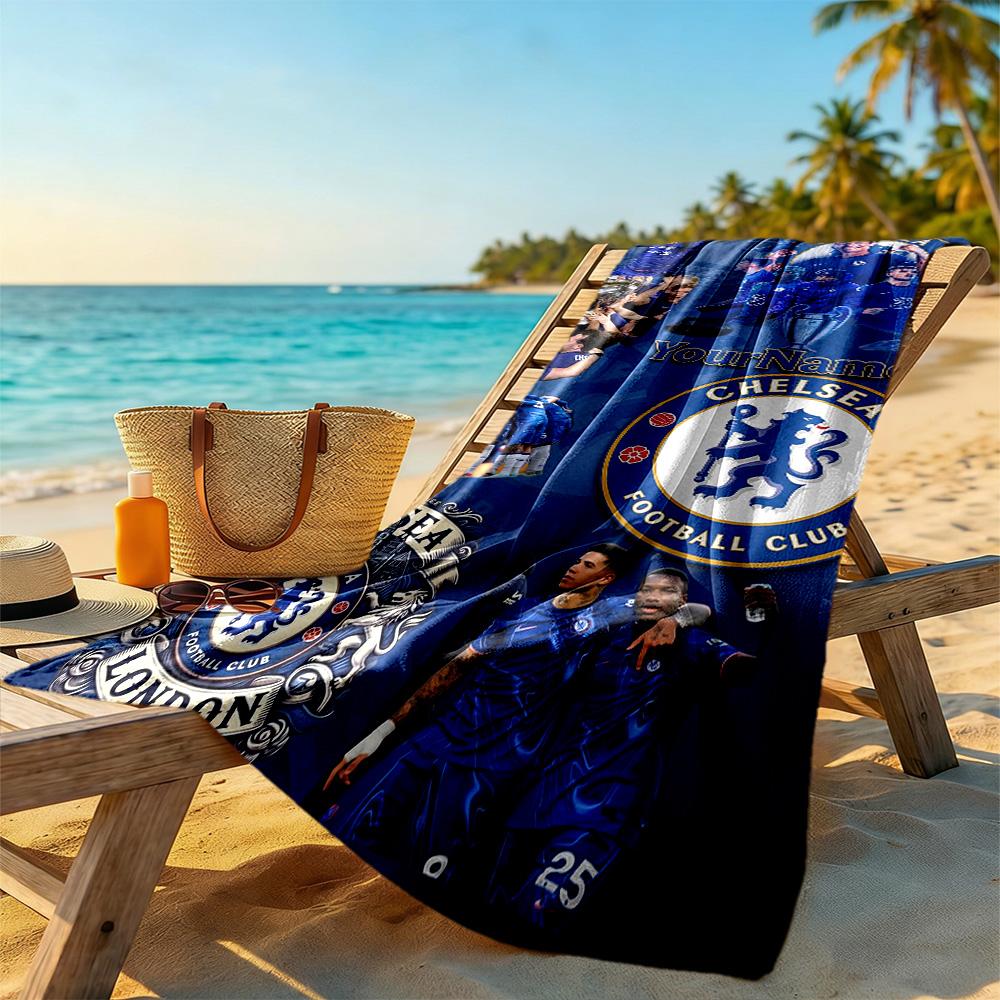 Chelsea Fc Customize Text Beach Towel Soft Durable Quickdry Suitable For Sports Travel Swimming Yoga Bathroom Beach And Pool