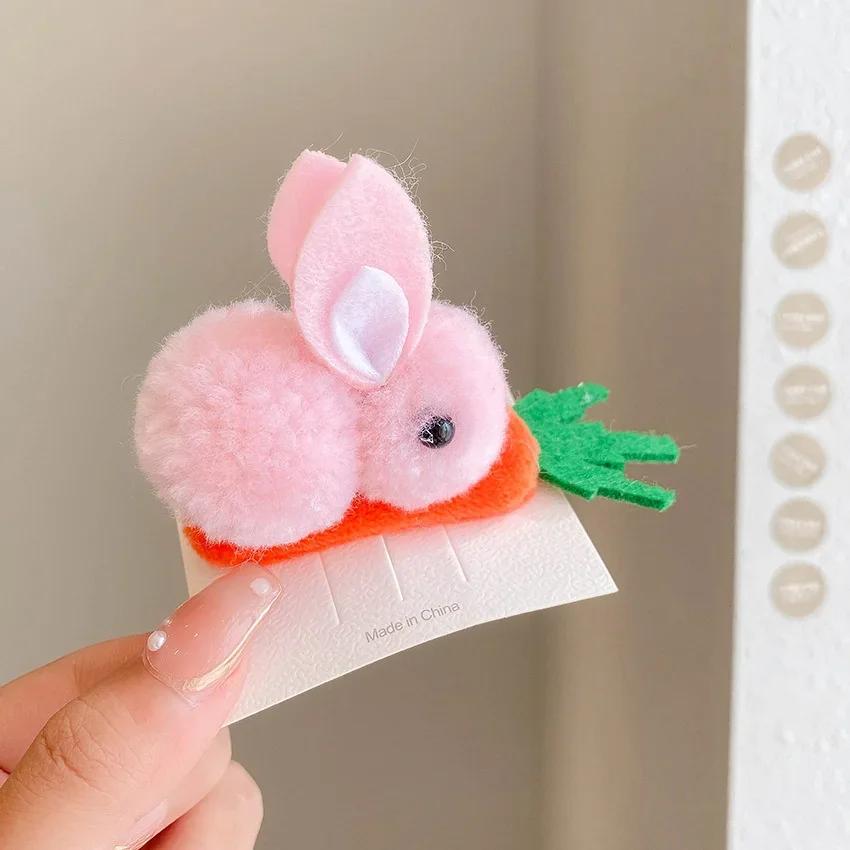 

Cute Plush Rabbit Hair Clips Children Girls Heart Ultra Fairy Side Clips Knitted Hair Card Headwear Unisex Sweet Style Hair Clip