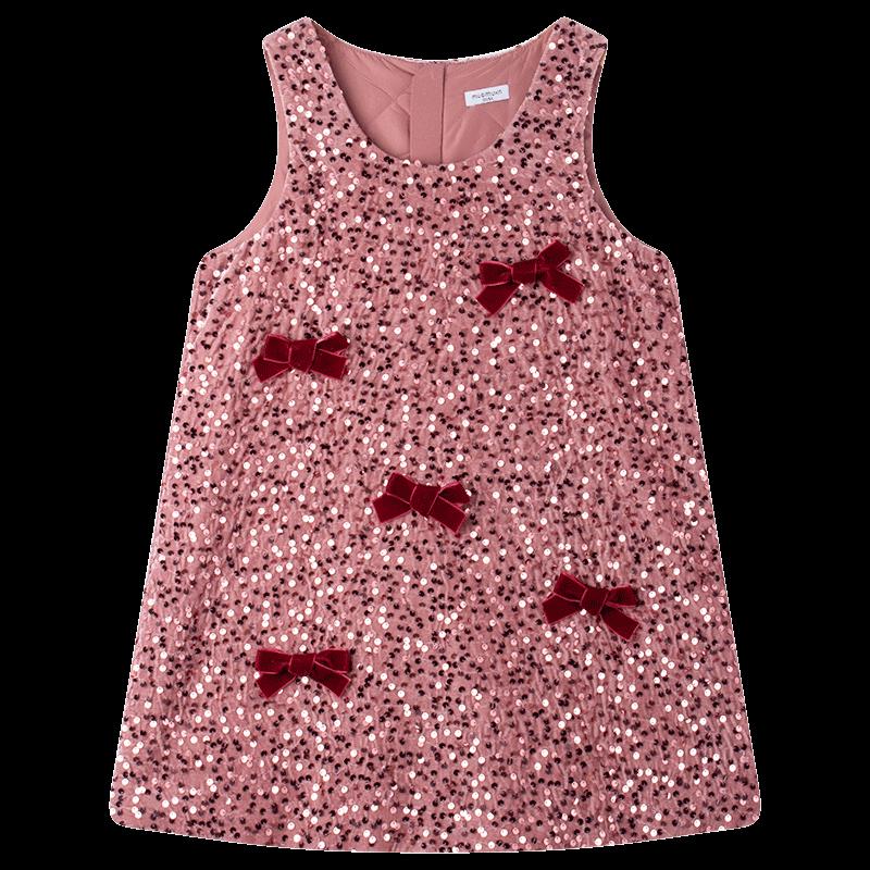 Mucmukn Padded Sequin Velvet Bow Princess Dress