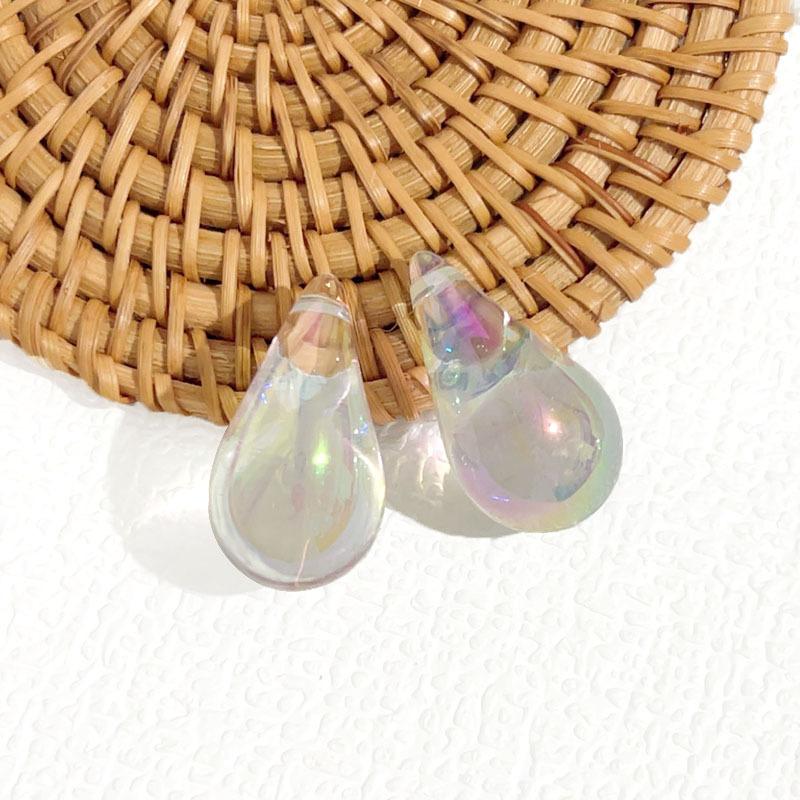 Vintage Transparent Coffee Resin Water Drop Earrings For Women Fashion Temperament Stud Earrings Female Party Daily Jewelry Gift