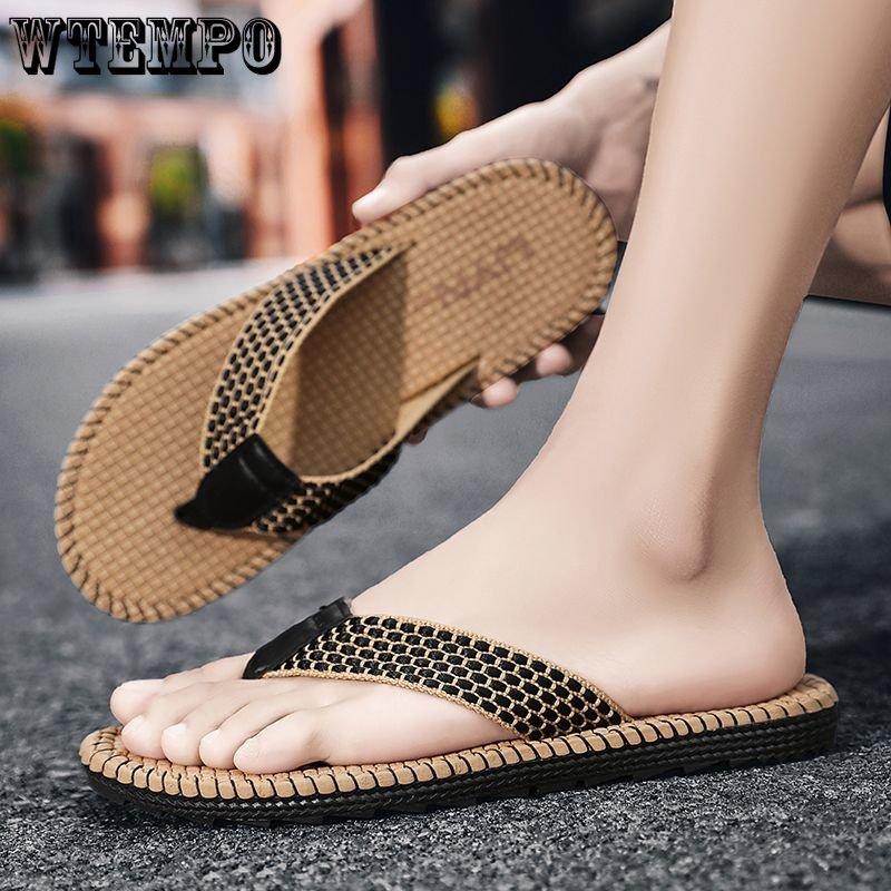 WTEMPO Sommer Herren Flip-Flops Persönlichkeit Leichte Outdoor Weiche Sohlen Rutschen Rutschfeste Indoor Slipper Strandschuhe