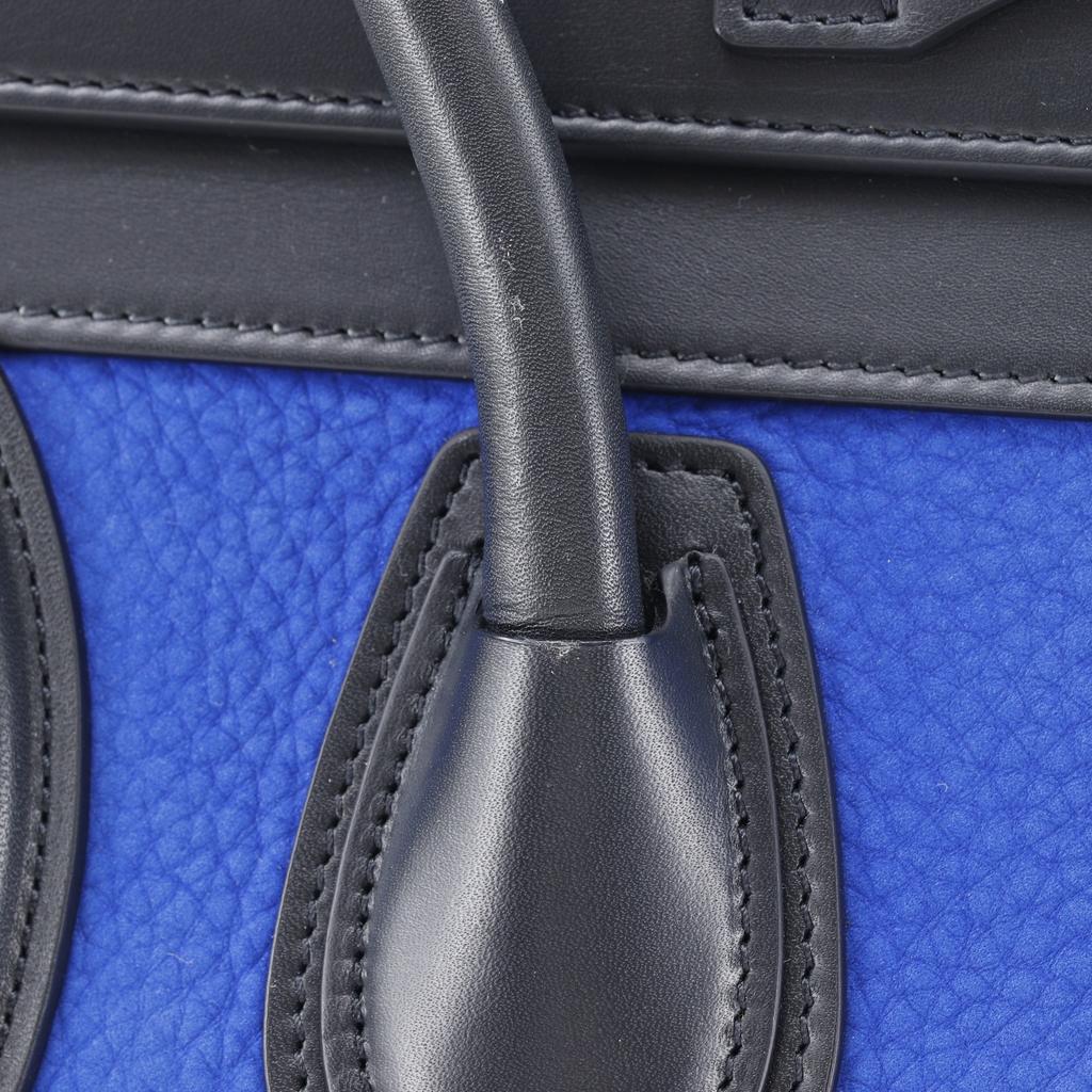 CELINE Luggage micro shopper Handbag 167793 By color Black / blue Calfskin Women Used